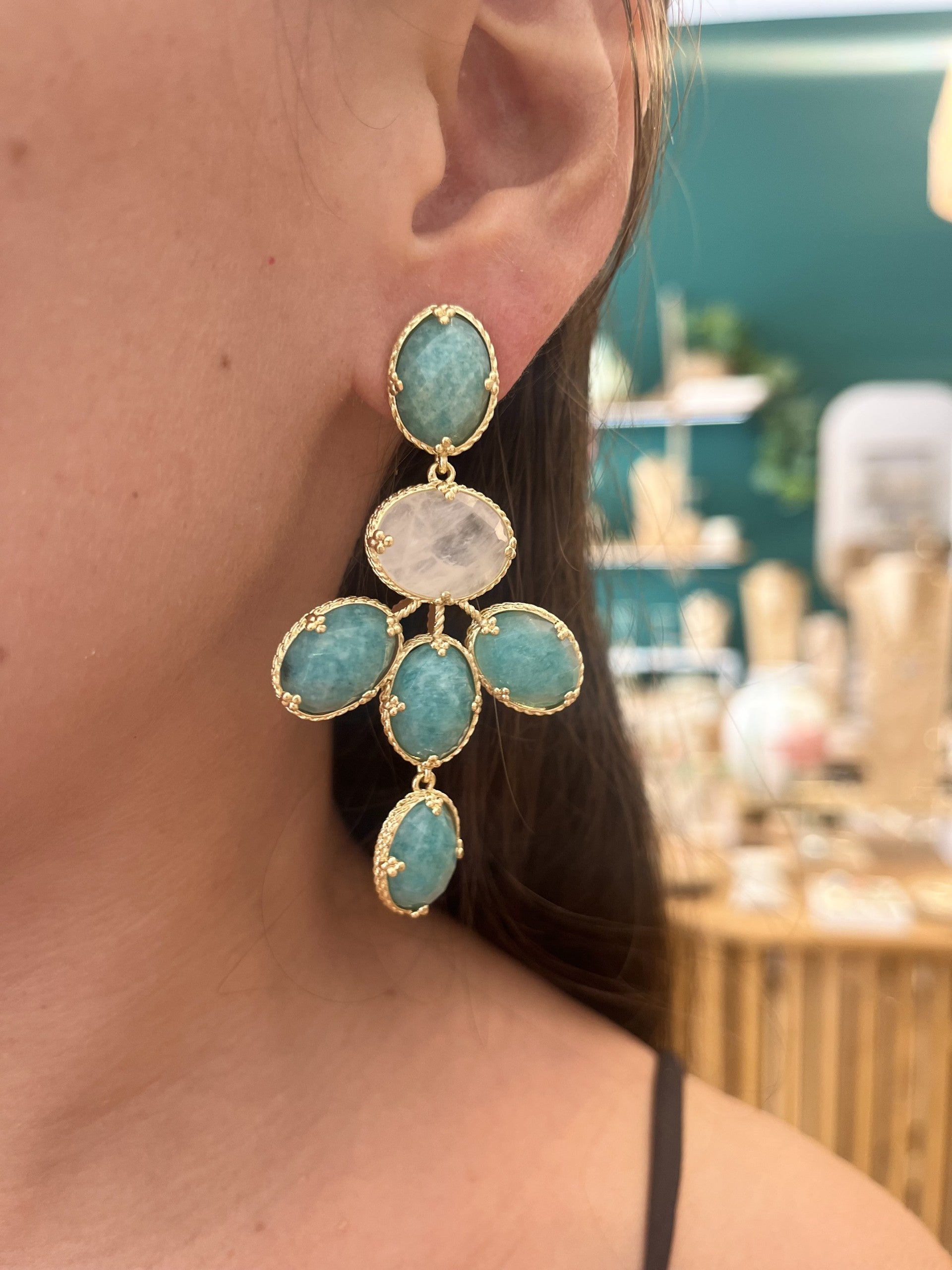 Boucles d'oreilles pendantes dorées CELESTE