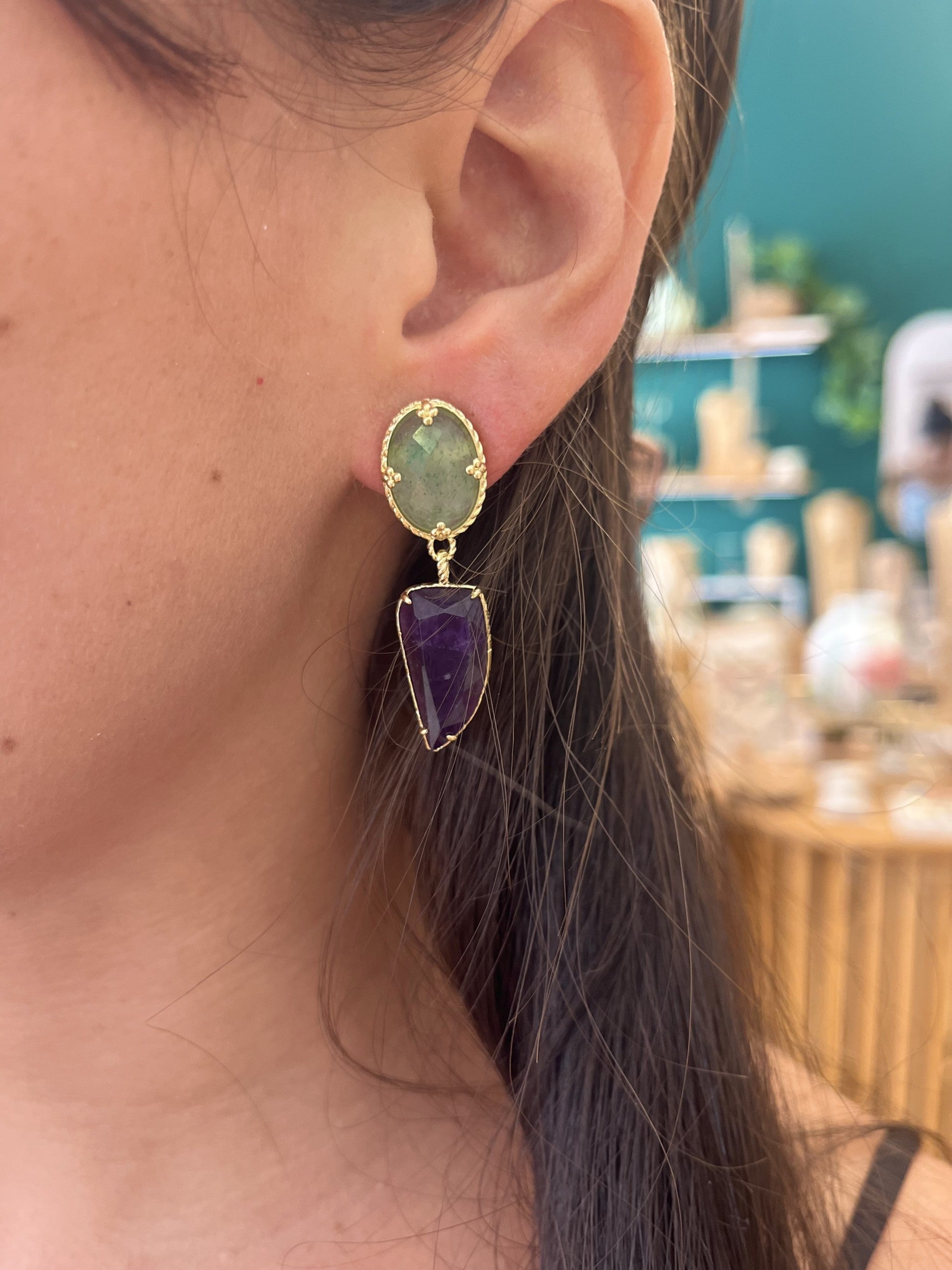 Boucles d'oreilles pendantes dorées RAINA