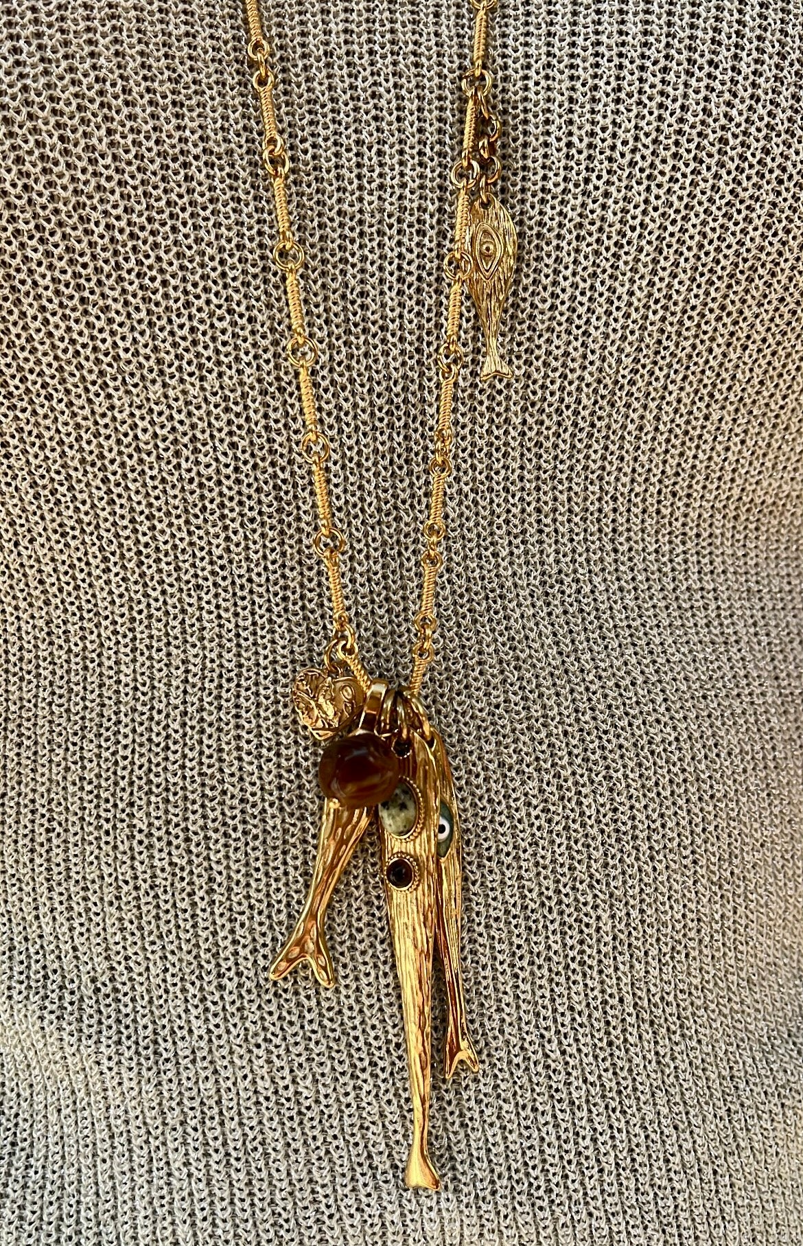 Collier sautoir doré SYMI
