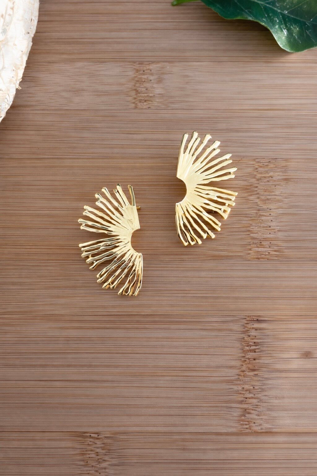 Boucles d’oreilles en acier inoxydable doré, style demie soleil