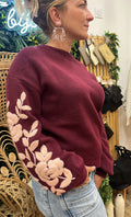 Pull brodé fleurs ALMA