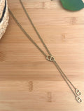 Collier femme en forme Y, double avec un maillon maille marine, en acier inoxydable doré