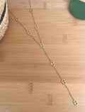 Collier femme en forme Y en acier inoxydable doré, en maille marine 
