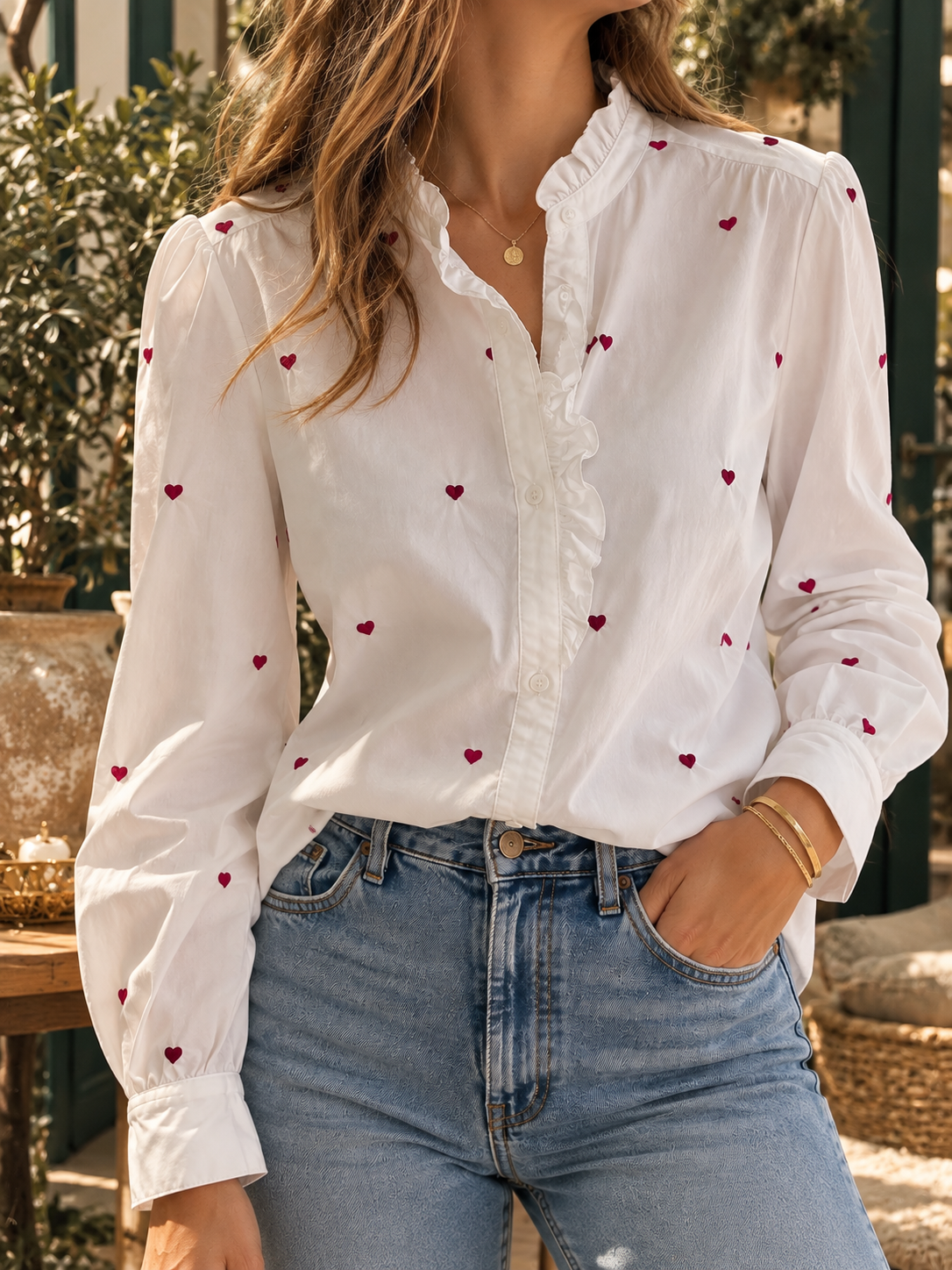 Chemise brodée coeur ROMY