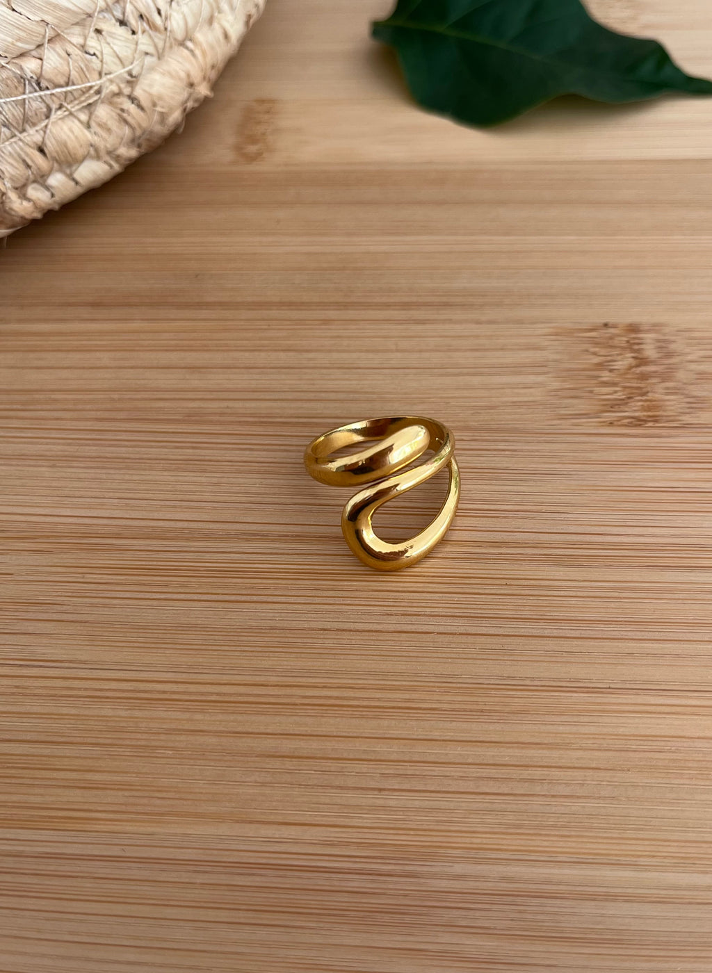 Bague femme réglable en acier inoxydable doré 