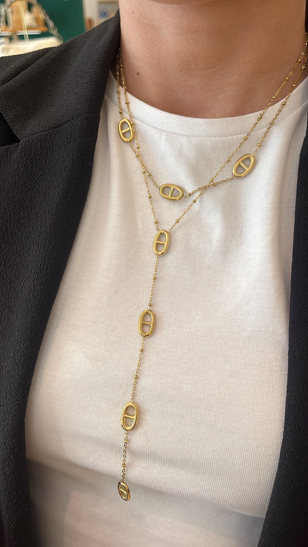 Gold-plated double necklace SANDY