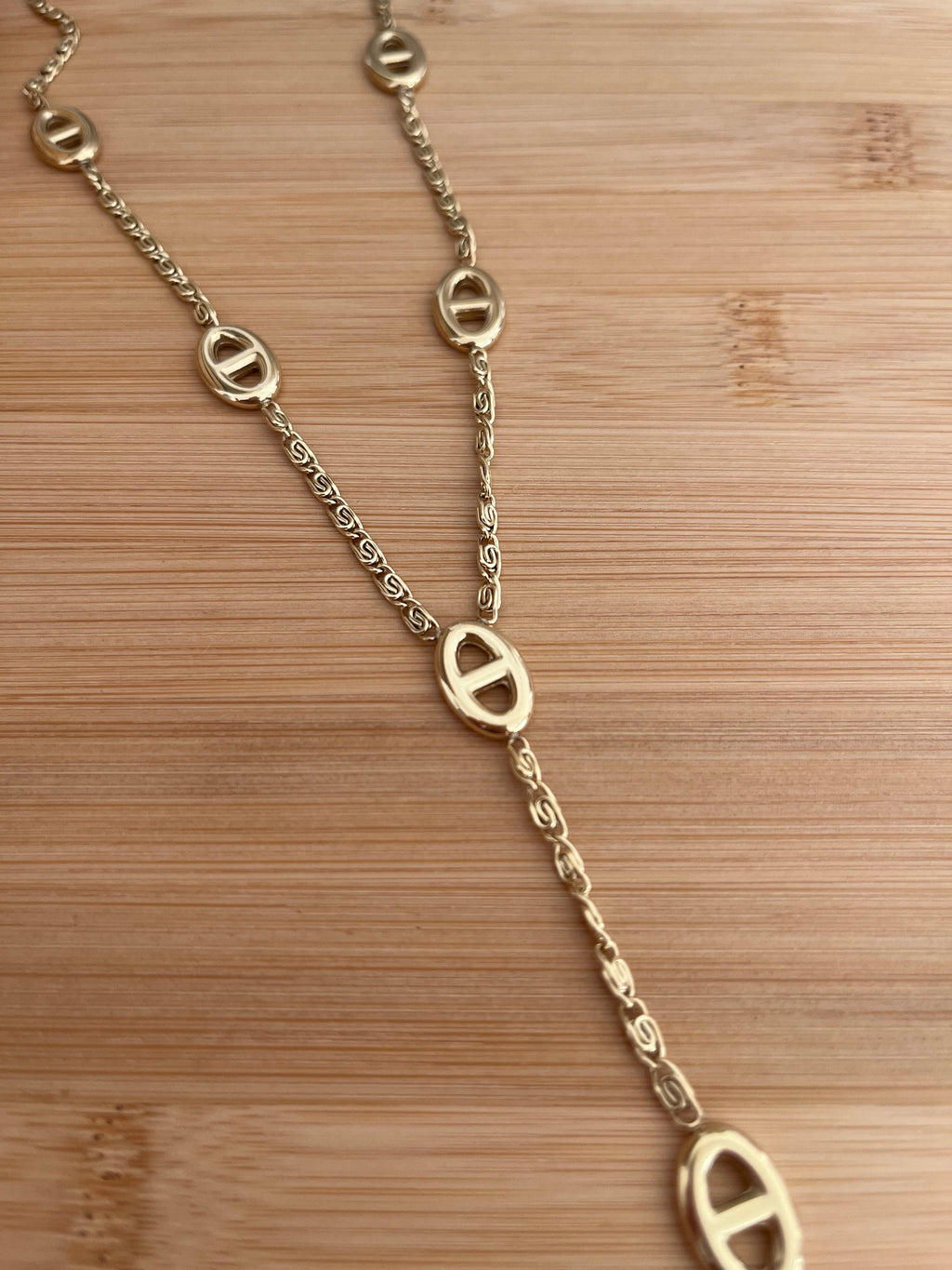 Collier femme en acier inoxydable doré, maille marine en forme Y