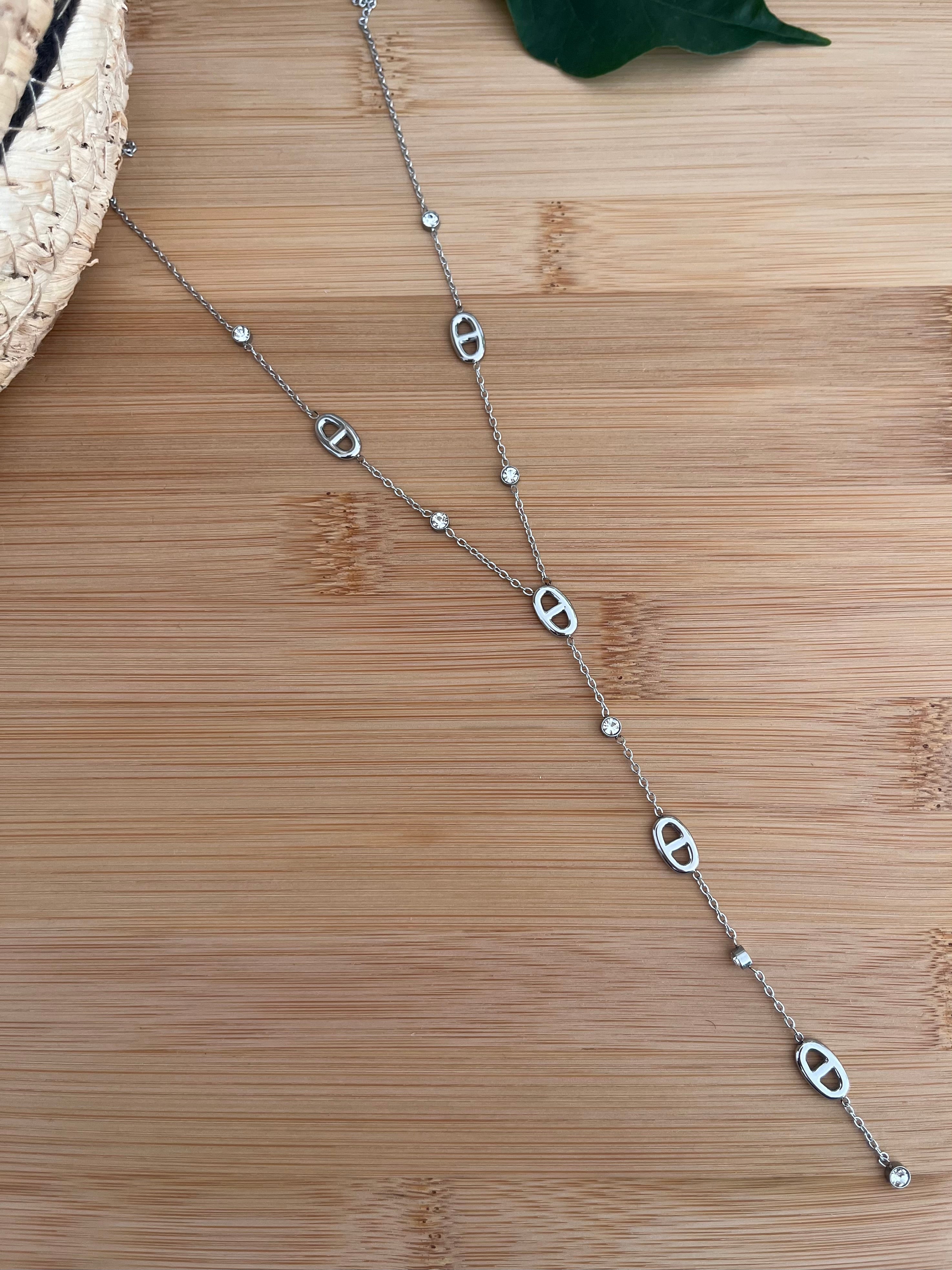 Collier femme en forme Y en acier inoxydable 