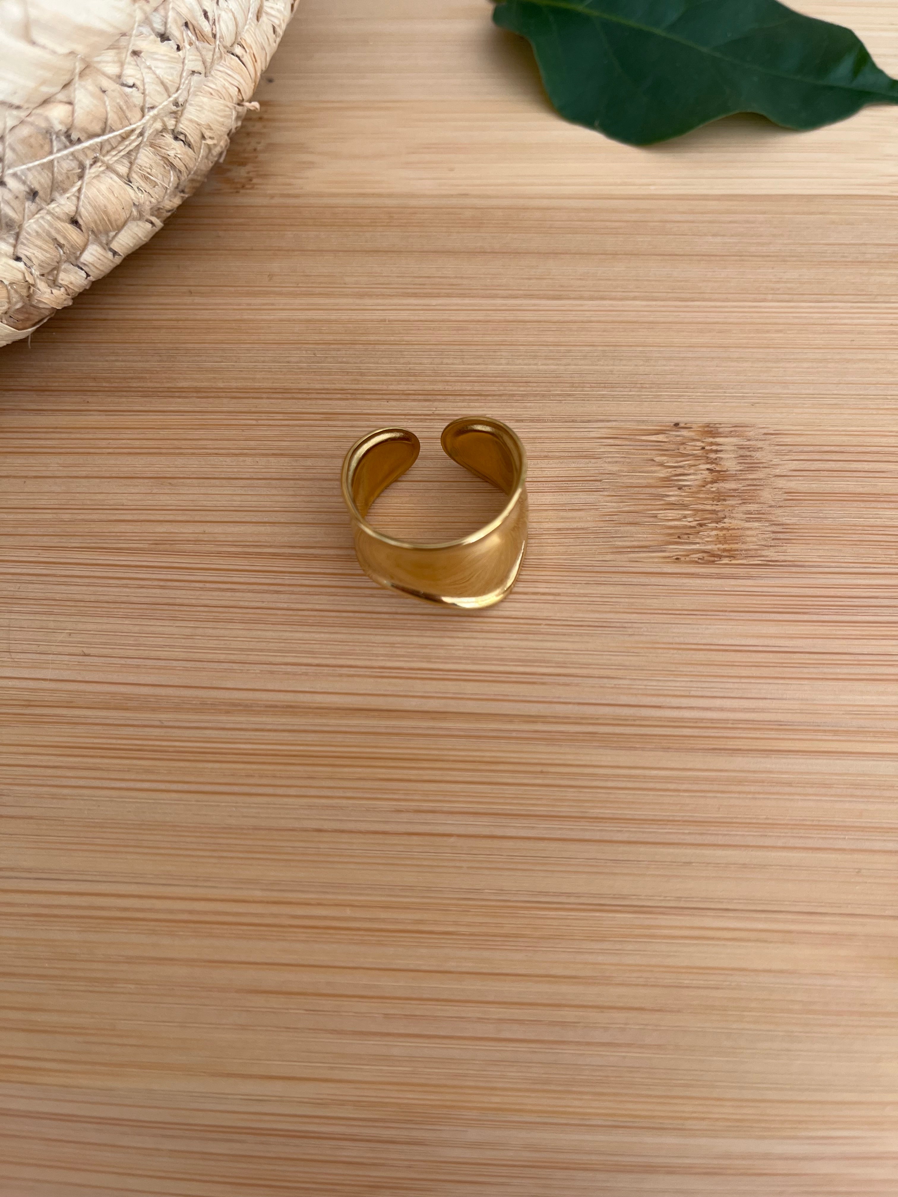 Bague femme réglable en acier inoxydable doré 