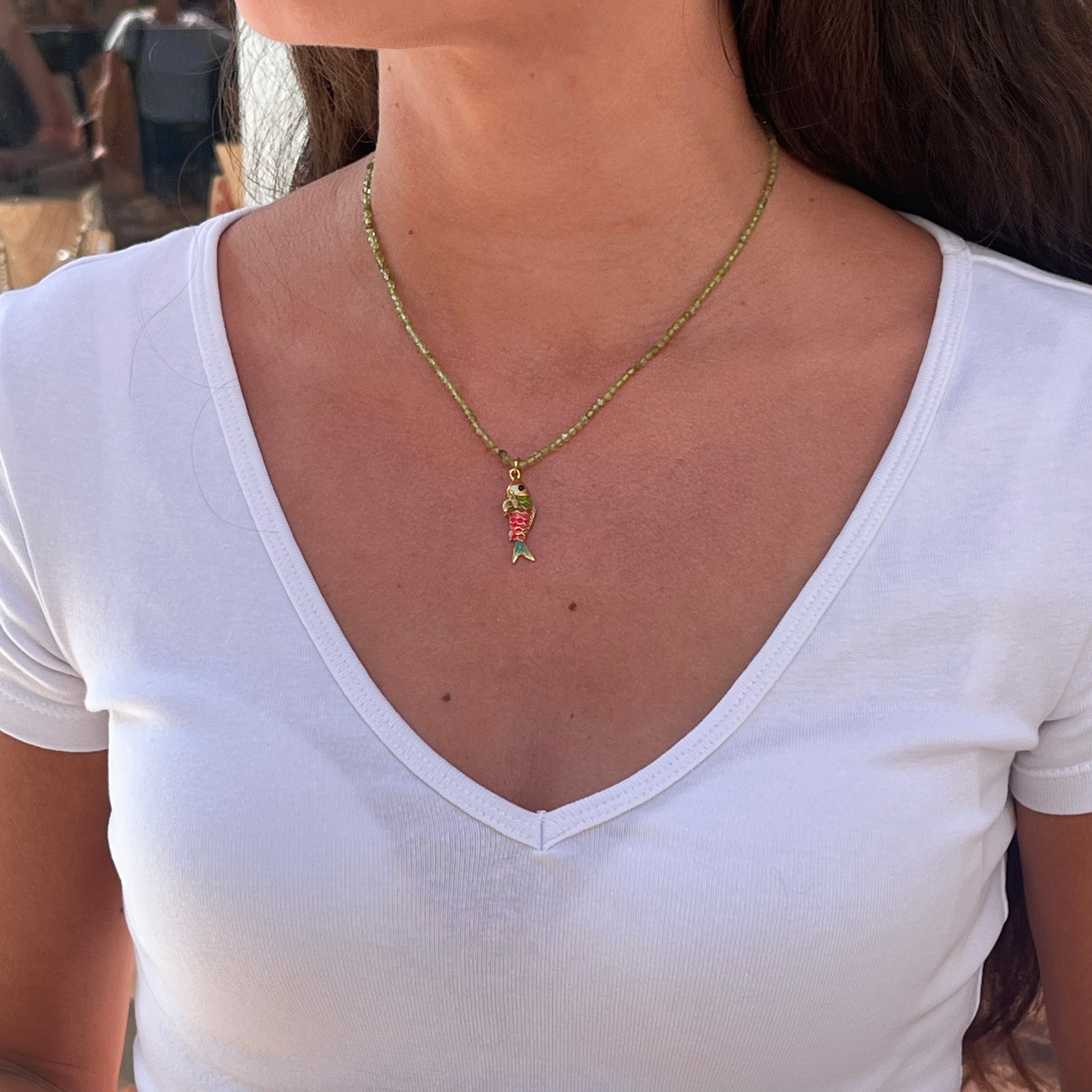Collier empierré poisson VERT