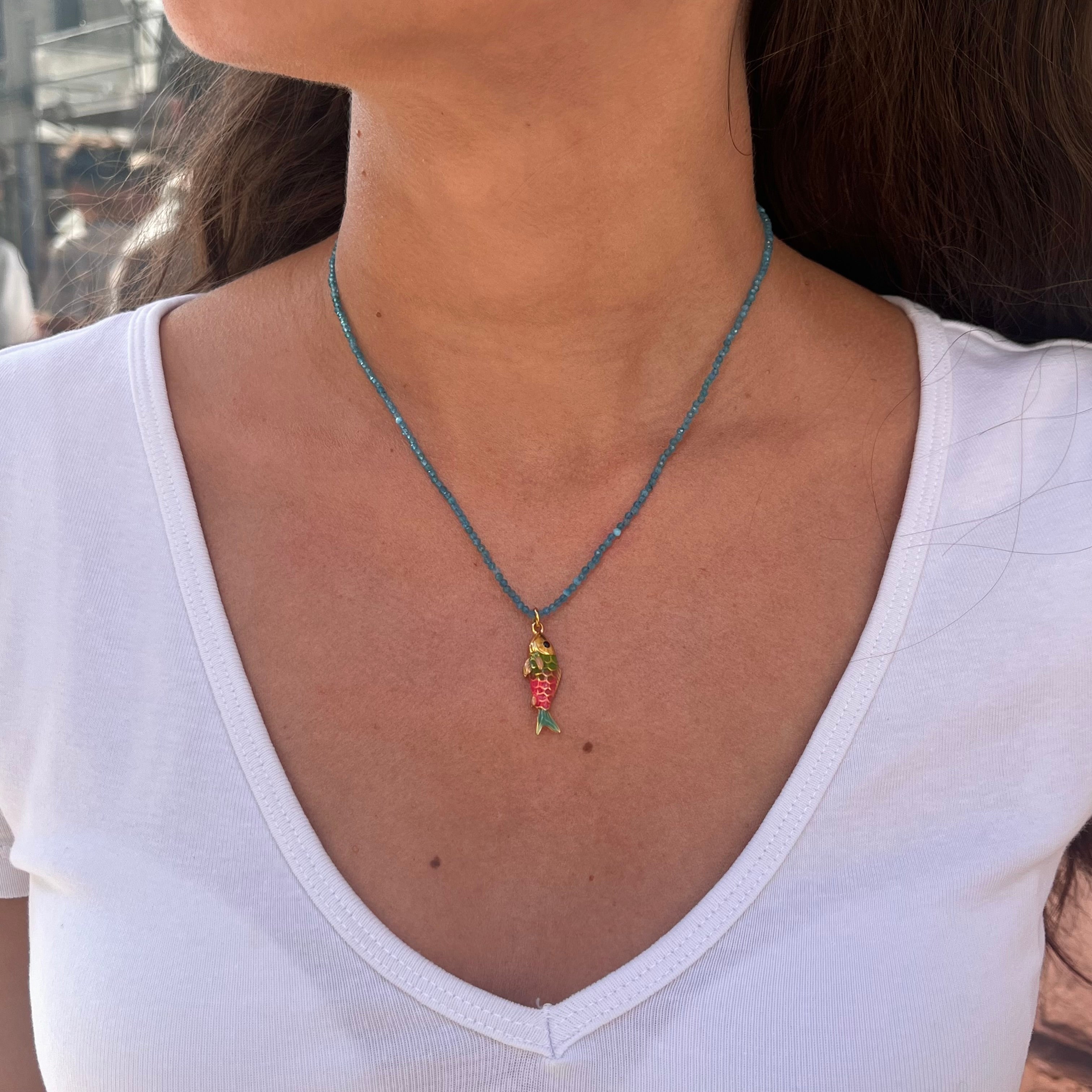 Collier empierré poisson BLEU