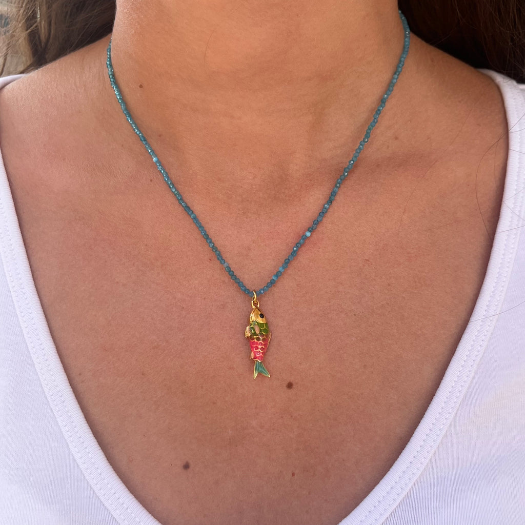 Collier empierré poisson BLEU