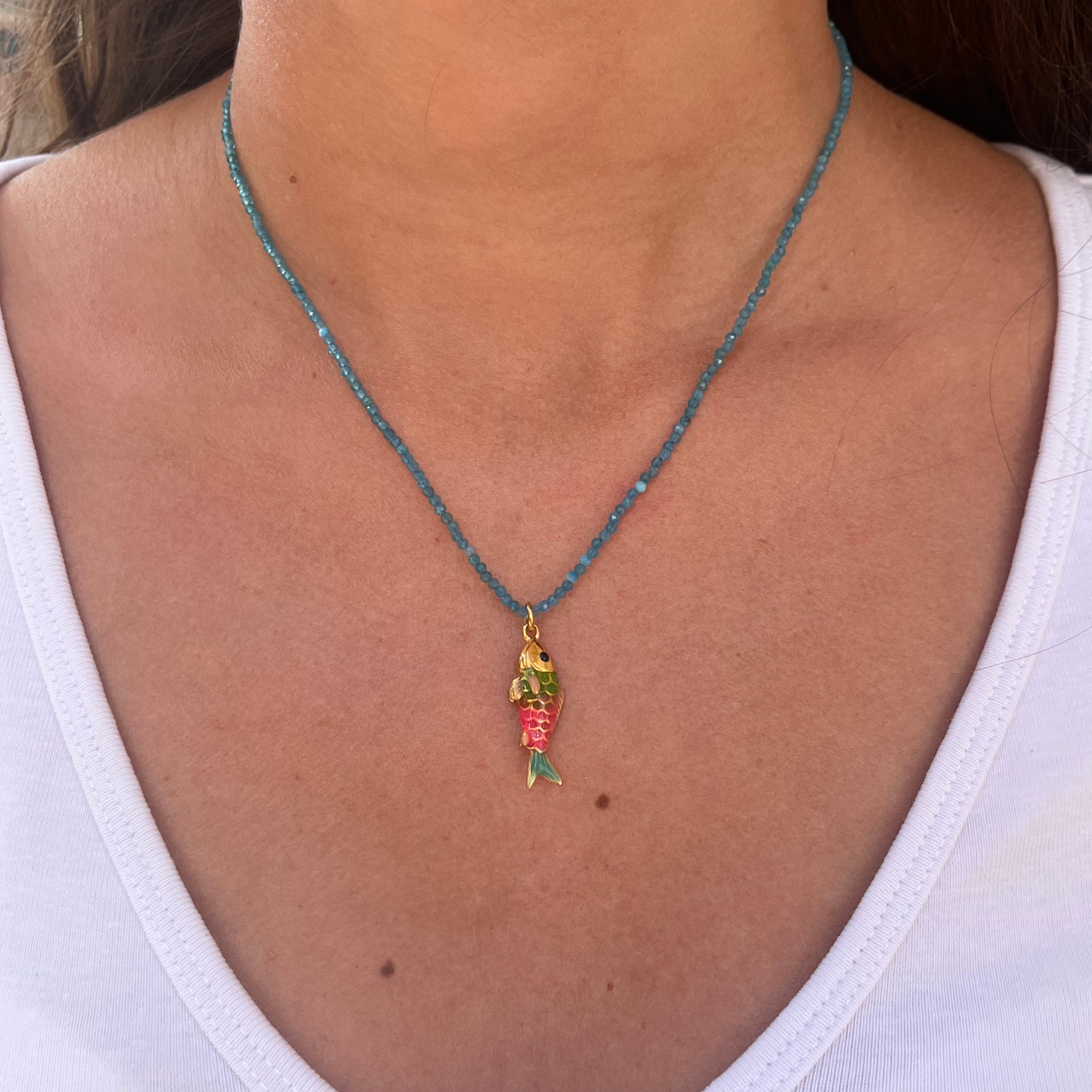 Collier empierré poisson BLEU