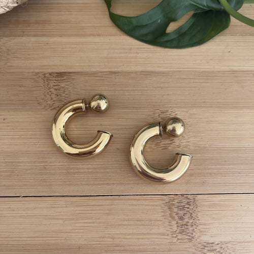 Boucles d’oreilles type créoles, petit format en acier inoxydable doré