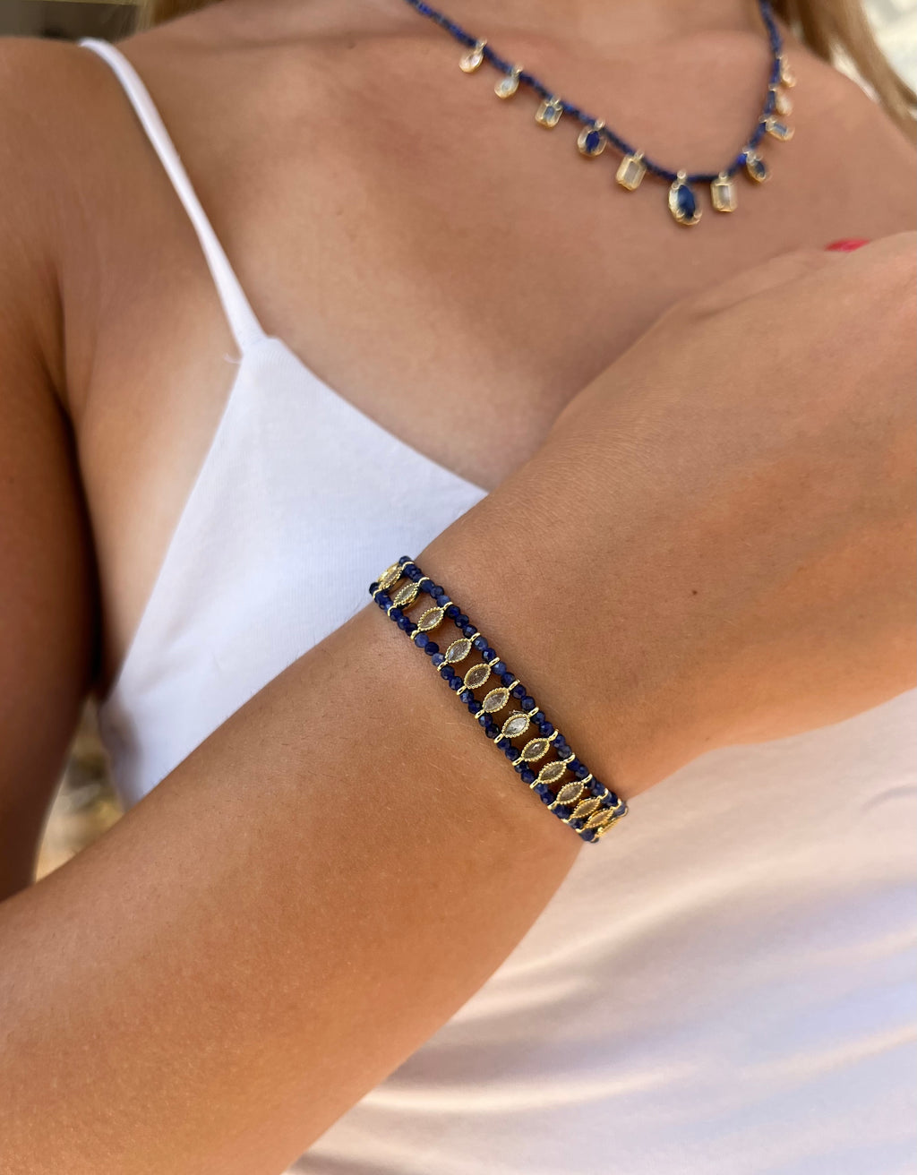 Bracelet doré MILOS BLEU
